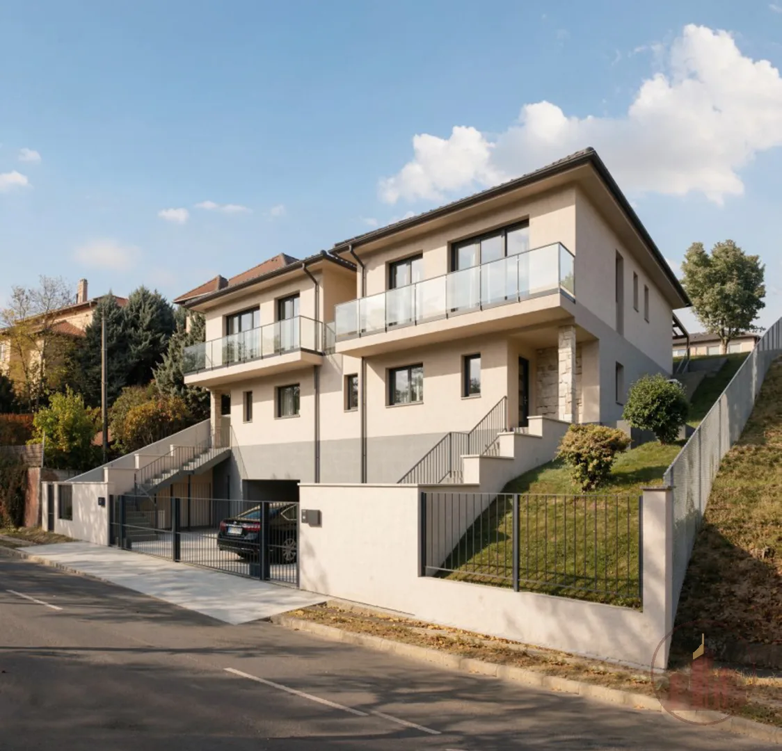 Különleges adottságú új, dunai panorámás ikerházfél Százhalombatta óvárosában eladó (A lakás)